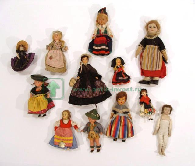 12шт старинный куклы в национальных костюмах ткань композит 28 см