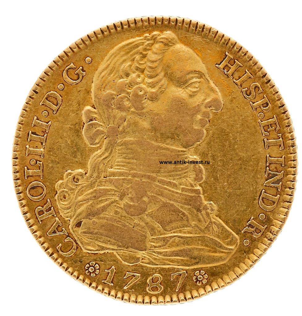 4 эскудо Карлос III Carlos III 1787 13,4 грамм золотая монета интернет аукцион антиквариат нумизматика