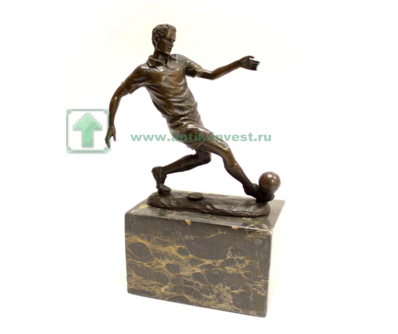 бронзовая фигурка статуэтка Футболист футболиста интернет аукцион антиквариата 16см старт 130 евро