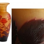 ваза D´Argental 1910-1920 стекло подпись 25 см
