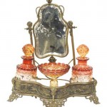 продажа антиквариата дамский туалетный набор для туалетного столика бронза стекло 19 век