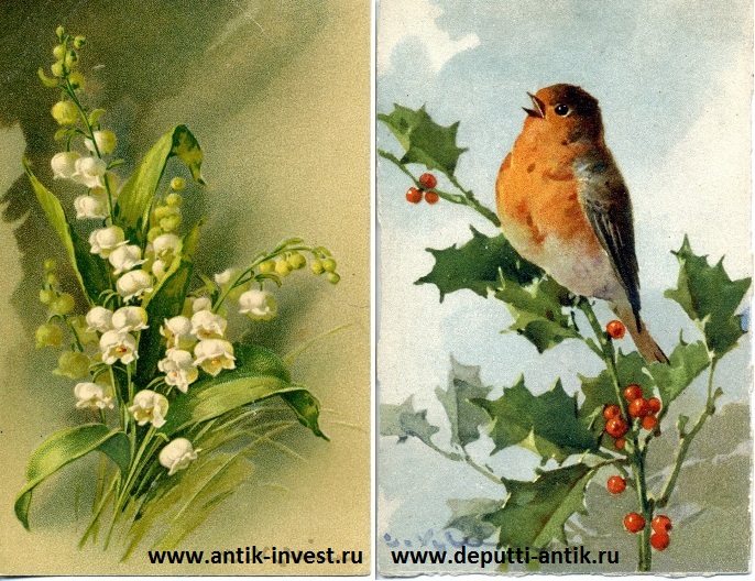 открытки с цветами и птицами