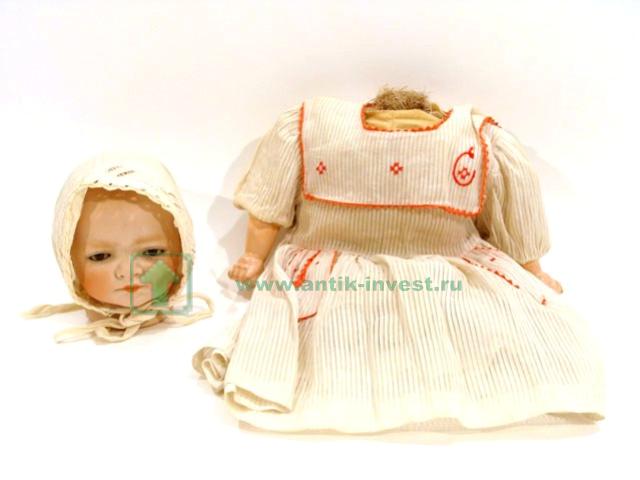 редкая старинная немецкая кукла Sigfried под реставрацию фарфор композит набивная 34 см