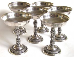 серебряные фужеры под шампанское креманки столовое серебро что купить новый год