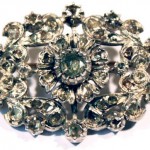 старинная серебряная брошь с алмазами 19 век