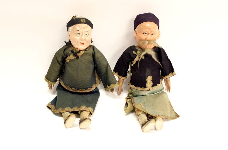 старинные китайские куклы марионетки высота 28 см папье-маше старт 170 евро